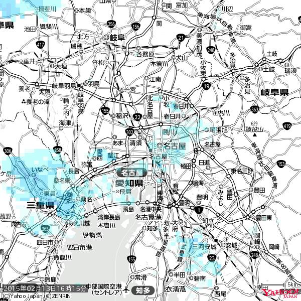 名古屋の天気(雨) 降水強度: 0.85(mm/h) 2015年02月13日 16時15分の雨雲 #雨雲bot #bot 名古屋の天気(雨) 降水強度: 0.85(mm/h) 2015年02月13日 16時15分の雨雲 #雨雲bot #bot