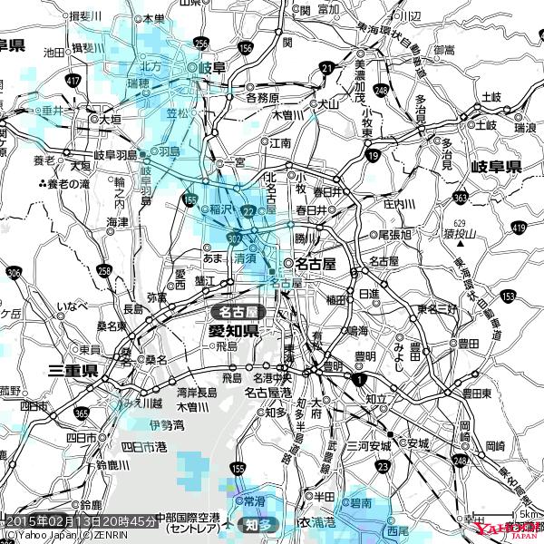 名古屋の天気(雨) 降水強度: 0.75(mm/h) 2015年02月13日 20時45分の雨雲 #雨雲bot #bot 名古屋の天気(雨) 降水強度: 0.75(mm/h) 2015年02月13日 20時45分の雨雲 #雨雲bot #bot