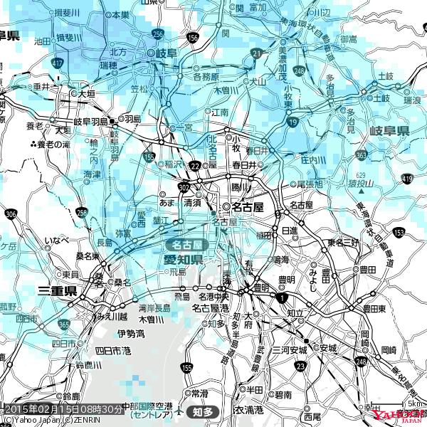 名古屋の天気(雨) 降水強度: 1.15(mm/h) 2015年02月15日 08時30分の雨雲 #雨雲bot #bot 名古屋の天気(雨) 降水強度: 1.15(mm/h) 2015年02月15日 08時30分の雨雲 #雨雲bot #bot