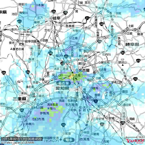 名古屋の天気(雨): 強い雨 降水強度: 27.50(mm/h) 2015年02月17日 06時45分の雨雲 #豪雨bot #雨雲bot #bot 名古屋の天気(雨): 強い雨 降水強度: 27.50(mm/h) 2015年02月17日 06時45分の雨雲 #豪雨bot #雨雲bot #bot
