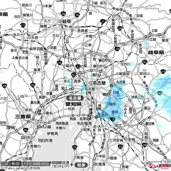 名古屋の天気(雨) 降水強度: 3.38(mm/h) 2015年02月17日 08時45分の雨雲 #雨雲bot #bot 名古屋の天気(雨) 降水強度: 3.38(mm/h) 2015年02月17日 08時45分の雨雲 #雨雲bot #bot