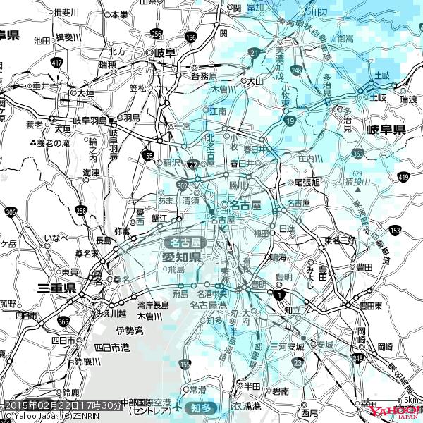 名古屋の天気(雨) 降水強度: 1.35(mm/h) 2015年02月22日 17時30分の雨雲 #雨雲bot #bot 名古屋の天気(雨) 降水強度: 1.35(mm/h) 2015年02月22日 17時30分の雨雲 #雨雲bot #bot