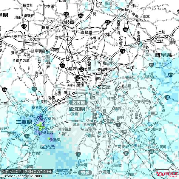 名古屋の天気(雨) 降水強度: 0.95(mm/h) 2015年02月26日 07時40分の雨雲 #雨雲bot #bot 名古屋の天気(雨) 降水強度: 0.95(mm/h) 2015年02月26日 07時40分の雨雲 #雨雲bot #bot