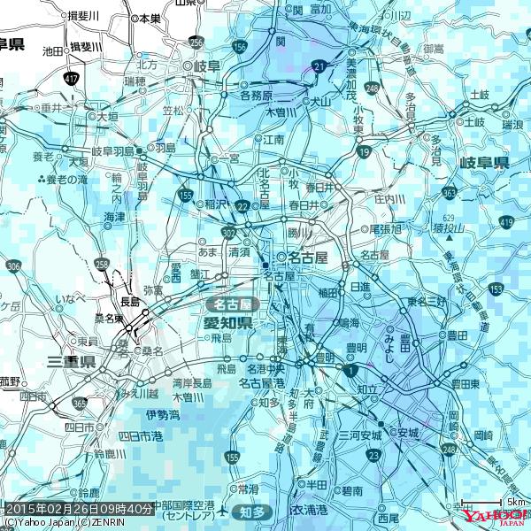 名古屋の天気(雨) 降水強度: 4.38(mm/h) 2015年02月26日 09時40分の雨雲 #雨雲bot #bot 名古屋の天気(雨) 降水強度: 4.38(mm/h) 2015年02月26日 09時40分の雨雲 #雨雲bot #bot