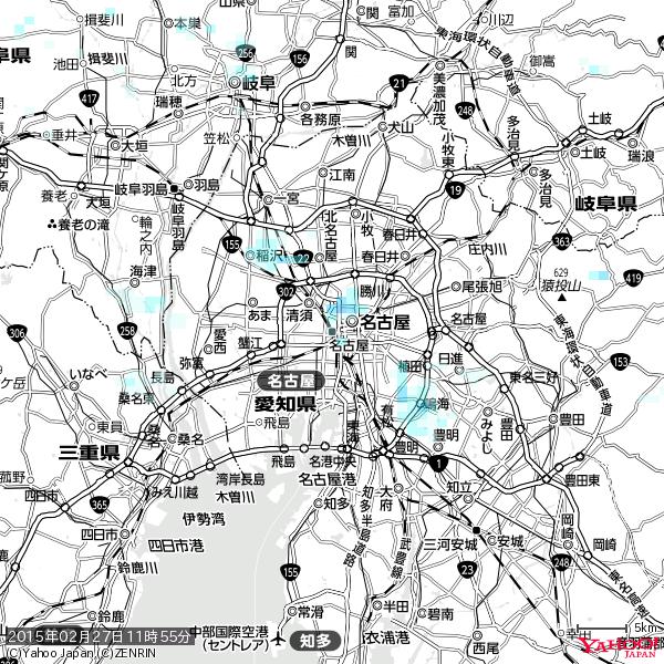 名古屋の天気(雨) 降水強度: 0.95(mm/h) 2015年02月27日 11時55分の雨雲 #雨雲bot #bot 名古屋の天気(雨) 降水強度: 0.95(mm/h) 2015年02月27日 11時55分の雨雲 #雨雲bot #bot