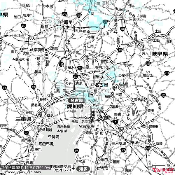 名古屋の天気(雨) 降水強度: 0.65(mm/h) 2015年03月11日 07時10分の雨雲 #雨雲bot #bot 名古屋の天気(雨) 降水強度: 0.65(mm/h) 2015年03月11日 07時10分の雨雲 #雨雲bot #bot
