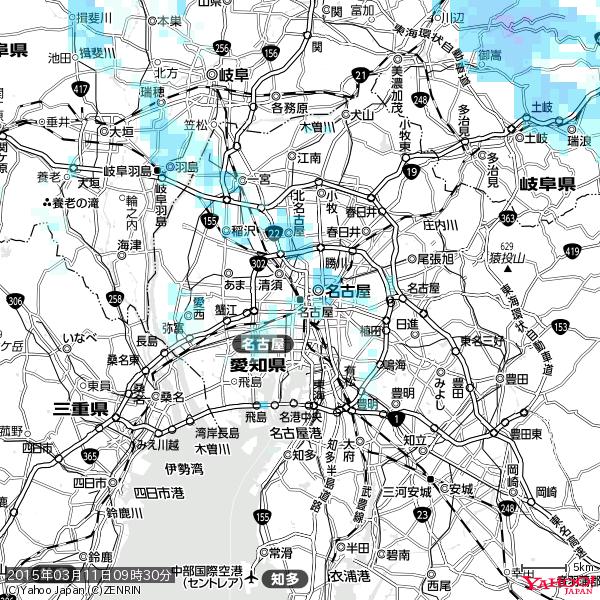 名古屋の天気(雨) 降水強度: 1.45(mm/h) 2015年03月11日 09時30分の雨雲 #雨雲bot #bot 名古屋の天気(雨) 降水強度: 1.45(mm/h) 2015年03月11日 09時30分の雨雲 #雨雲bot #bot