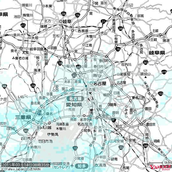 名古屋の天気(雨) 降水強度: 1.15(mm/h) 2015年03月14日 08時35分の雨雲 #雨雲bot #bot 名古屋の天気(雨) 降水強度: 1.15(mm/h) 2015年03月14日 08時35分の雨雲 #雨雲bot #bot