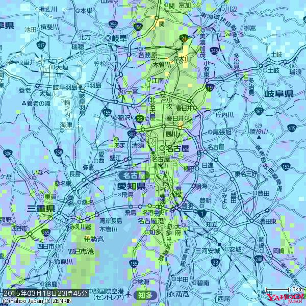 名古屋の天気(雨): やや強い雨 降水強度: 13.50(mm/h) 2015年03月18日 23時45分の雨雲 #雨雲bot #bot 名古屋の天気(雨): やや強い雨 降水強度: 13.50(mm/h) 2015年03月18日 23時45分の雨雲 #雨雲bot #bot