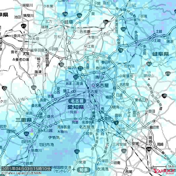 名古屋の天気(雨) 降水強度: 7.25(mm/h) 2015年04月03日 15時10分の雨雲 #雨雲bot #bot 名古屋の天気(雨) 降水強度: 7.25(mm/h) 2015年04月03日 15時10分の雨雲 #雨雲bot #bot