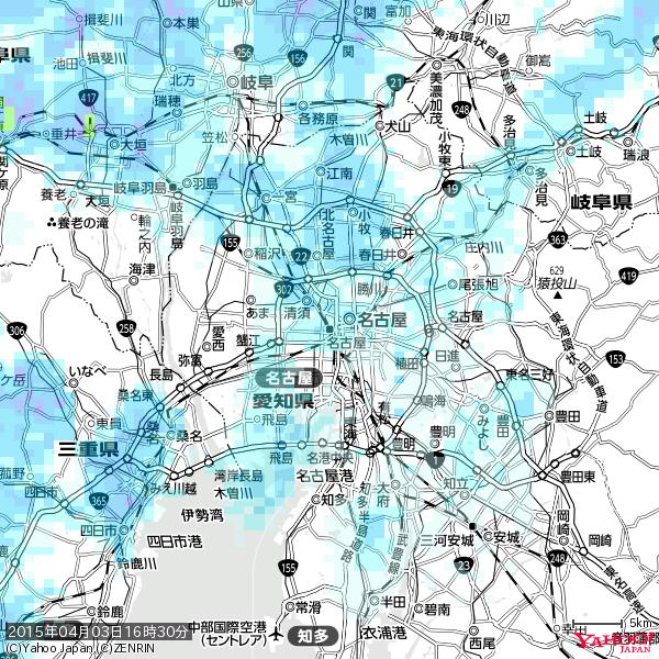 名古屋の天気(雨) 降水強度: 1.85(mm/h) 2015年04月03日 16時30分の雨雲 #雨雲bot #bot 名古屋の天気(雨) 降水強度: 1.85(mm/h) 2015年04月03日 16時30分の雨雲 #雨雲bot #bot