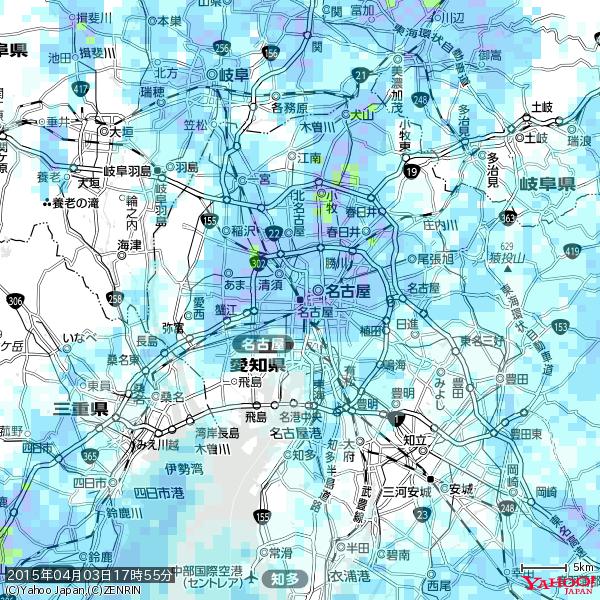 名古屋の天気(雨) 降水強度: 8.25(mm/h) 2015年04月03日 17時55分の雨雲 #雨雲bot #bot 名古屋の天気(雨) 降水強度: 8.25(mm/h) 2015年04月03日 17時55分の雨雲 #雨雲bot #bot