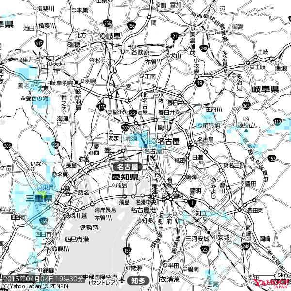名古屋の天気(雨) 降水強度: 4.63(mm/h) 2015年04月04日 19時30分の雨雲 #雨雲bot #bot 名古屋の天気(雨) 降水強度: 4.63(mm/h) 2015年04月04日 19時30分の雨雲 #雨雲bot #bot