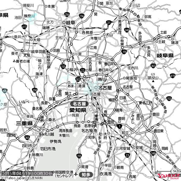 名古屋の天気(雨) 降水強度: 0.75(mm/h) 2015年04月19日 00時30分の雨雲 #雨雲bot #bot 名古屋の天気(雨) 降水強度: 0.75(mm/h) 2015年04月19日 00時30分の雨雲 #雨雲bot #bot