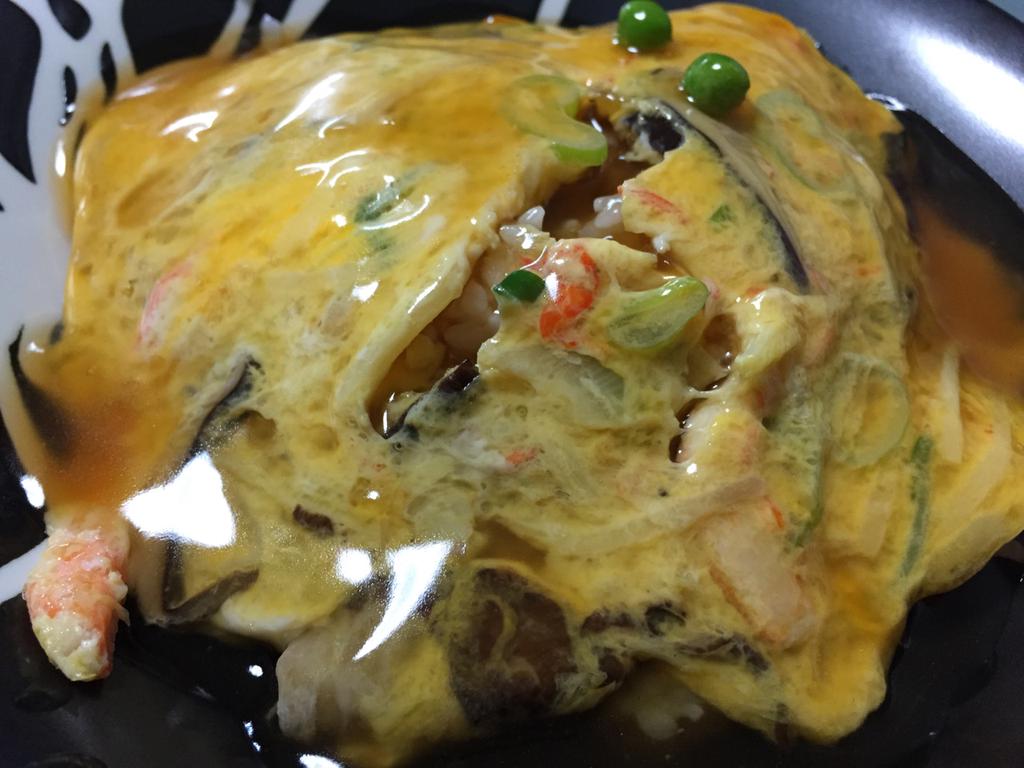 夕飯に蟹入り天津飯。 夕飯に蟹入り天津飯。