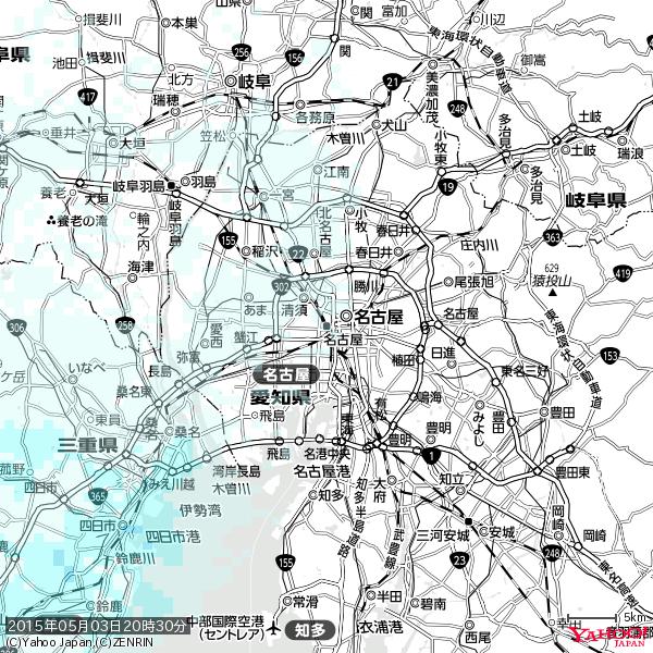 名古屋の天気(雨) 降水強度: 0.35(mm/h) 2015年05月03日 20時30分の雨雲 #雨雲bot #bot 名古屋の天気(雨) 降水強度: 0.35(mm/h) 2015年05月03日 20時30分の雨雲 #雨雲bot #bot