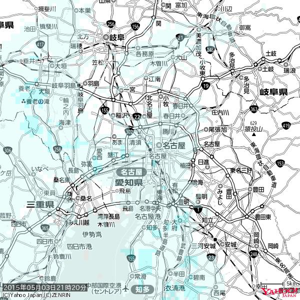 名古屋の天気(雨) 降水強度: 0.95(mm/h) 2015年05月03日 21時20分の雨雲 #雨雲bot #bot 名古屋の天気(雨) 降水強度: 0.95(mm/h) 2015年05月03日 21時20分の雨雲 #雨雲bot #bot