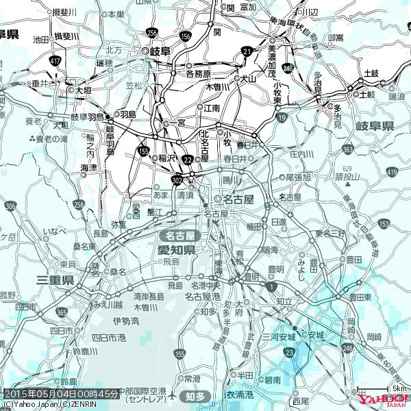 名古屋の天気(雨) 降水強度: 0.25(mm/h) 2015年05月04日 00時45分の雨雲 #雨雲bot #bot 名古屋の天気(雨) 降水強度: 0.25(mm/h) 2015年05月04日 00時45分の雨雲 #雨雲bot #bot
