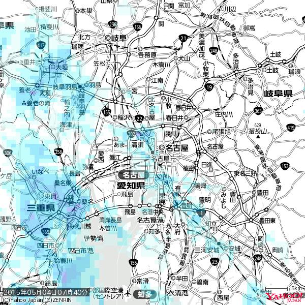 名古屋の天気(雨) 降水強度: 1.35(mm/h) 2015年05月04日 07時40分の雨雲 #雨雲bot #bot 名古屋の天気(雨) 降水強度: 1.35(mm/h) 2015年05月04日 07時40分の雨雲 #雨雲bot #bot