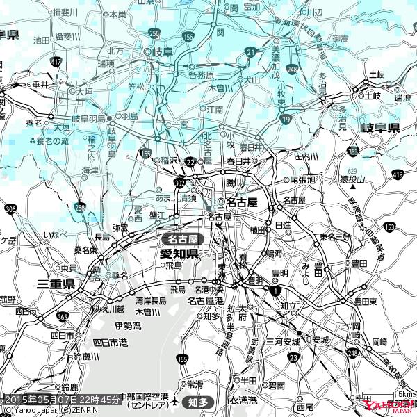 名古屋の天気(雨) 降水強度: 0.55(mm/h) 2015年05月07日 22時45分の雨雲 #雨雲bot #bot 名古屋の天気(雨) 降水強度: 0.55(mm/h) 2015年05月07日 22時45分の雨雲 #雨雲bot #bot