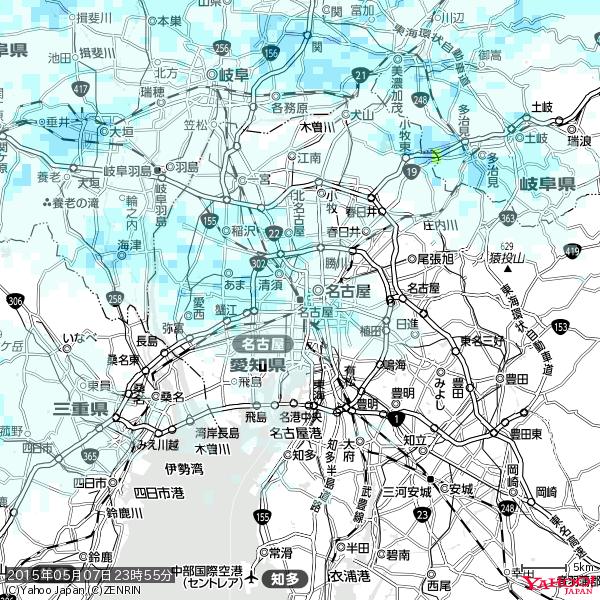 名古屋の天気(雨) 降水強度: 0.85(mm/h) 2015年05月07日 23時55分の雨雲 #雨雲bot #bot 名古屋の天気(雨) 降水強度: 0.85(mm/h) 2015年05月07日 23時55分の雨雲 #雨雲bot #bot