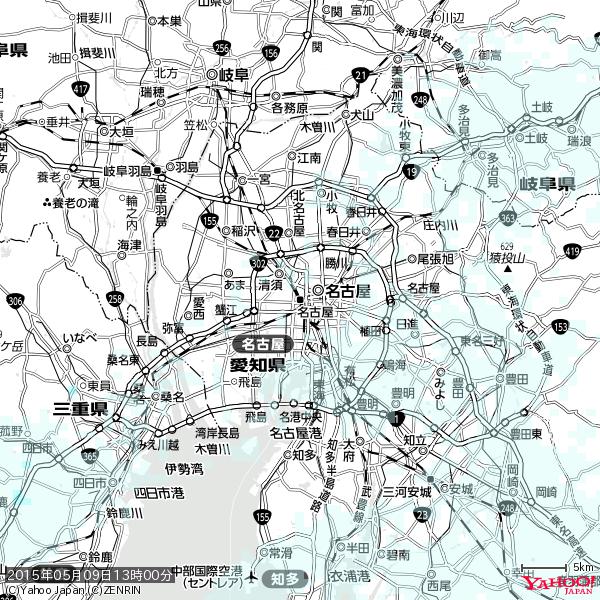 名古屋の天気(雨) 降水強度: 0.45(mm/h) 2015年05月09日 13時00分の雨雲 #雨雲bot #bot 名古屋の天気(雨) 降水強度: 0.45(mm/h) 2015年05月09日 13時00分の雨雲 #雨雲bot #bot