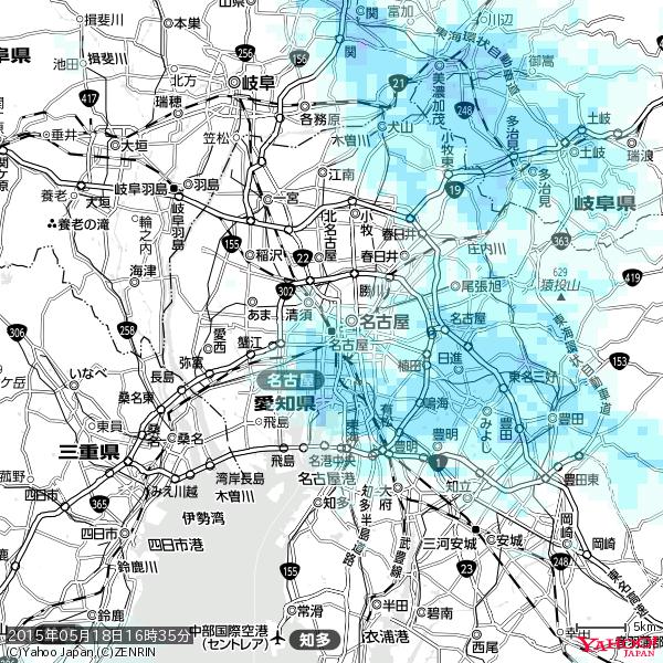 名古屋の天気(雨) 降水強度: 1.65(mm/h) 2015年05月18日 16時35分の雨雲 #雨雲bot #bot 名古屋の天気(雨) 降水強度: 1.65(mm/h) 2015年05月18日 16時35分の雨雲 #雨雲bot #bot