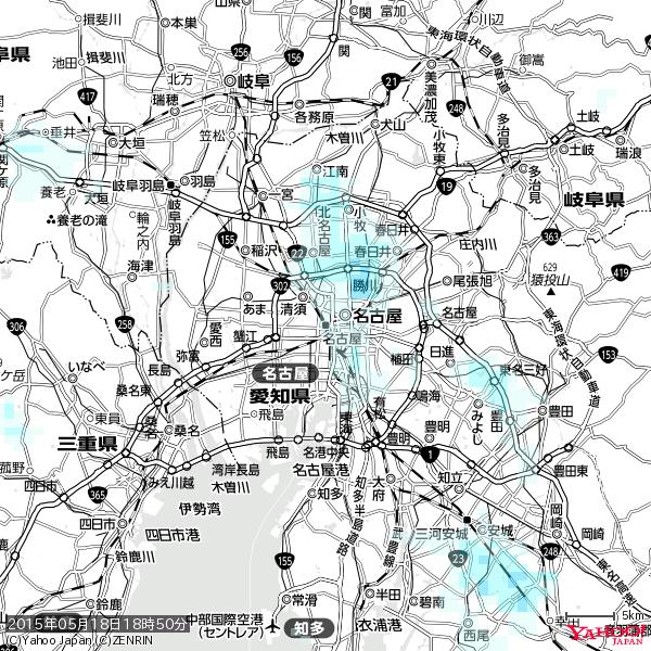 名古屋の天気(雨) 降水強度: 0.65(mm/h) 2015年05月18日 18時50分の雨雲 #雨雲bot #bot 名古屋の天気(雨) 降水強度: 0.65(mm/h) 2015年05月18日 18時50分の雨雲 #雨雲bot #bot
