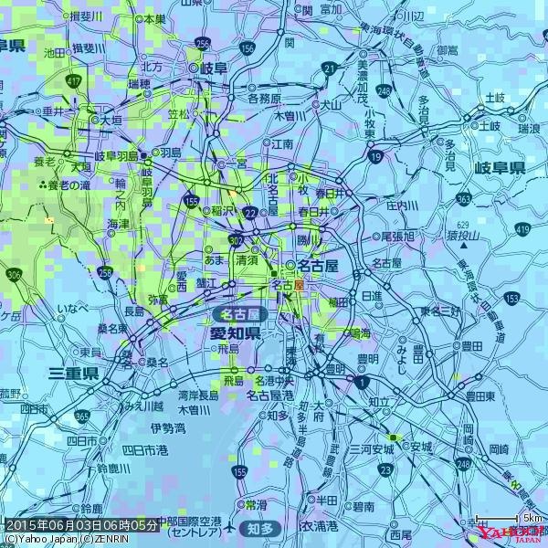 名古屋の天気(雨): やや強い雨 降水強度: 16.50(mm/h) 2015年06月03日 06時05分の雨雲 #雨雲bot #bot 名古屋の天気(雨): やや強い雨 降水強度: 16.50(mm/h) 2015年06月03日 06時05分の雨雲 #雨雲bot #bot