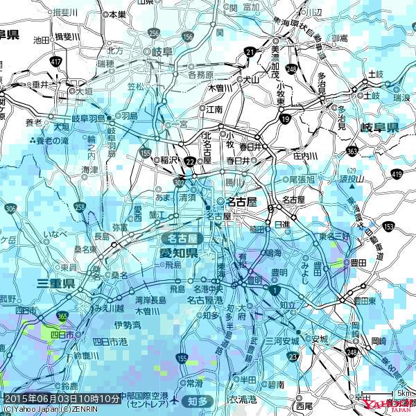 名古屋の天気(雨) 降水強度: 2.88(mm/h) 2015年06月03日 10時10分の雨雲 #雨雲bot #bot 名古屋の天気(雨) 降水強度: 2.88(mm/h) 2015年06月03日 10時10分の雨雲 #雨雲bot #bot