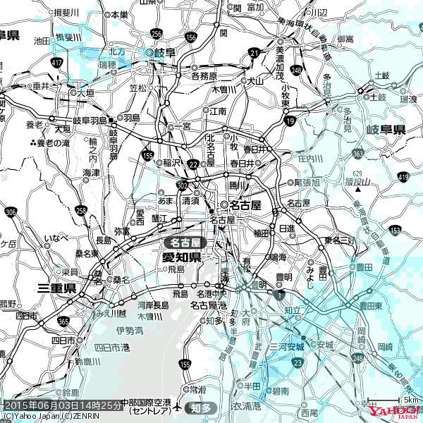 名古屋の天気(雨) 降水強度: 0.45(mm/h) 2015年06月03日 14時25分の雨雲 #雨雲bot #bot 名古屋の天気(雨) 降水強度: 0.45(mm/h) 2015年06月03日 14時25分の雨雲 #雨雲bot #bot
