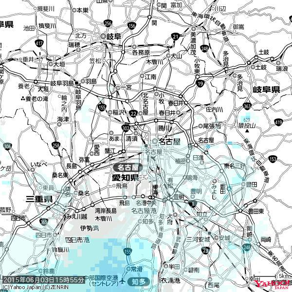 名古屋の天気(雨) 降水強度: 0.45(mm/h) 2015年06月03日 15時55分の雨雲 #雨雲bot #bot 名古屋の天気(雨) 降水強度: 0.45(mm/h) 2015年06月03日 15時55分の雨雲 #雨雲bot #bot