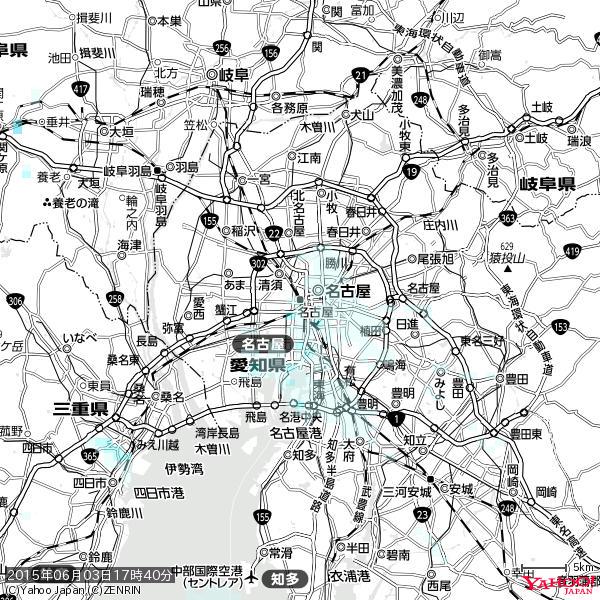 名古屋の天気(雨) 降水強度: 0.65(mm/h) 2015年06月03日 17時40分の雨雲 #雨雲bot #bot 名古屋の天気(雨) 降水強度: 0.65(mm/h) 2015年06月03日 17時40分の雨雲 #雨雲bot #bot