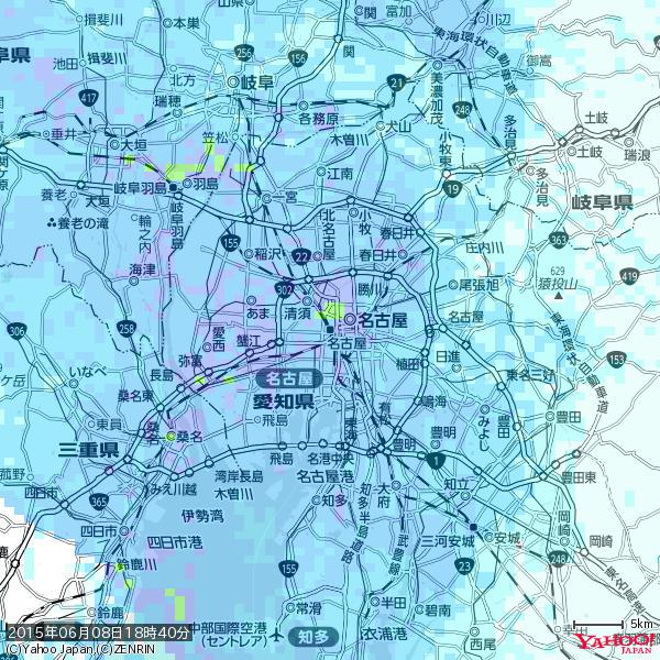 名古屋の天気(雨) 降水強度: 7.25(mm/h) 2015年06月08日 18時40分の雨雲 #雨雲bot #bot 名古屋の天気(雨) 降水強度: 7.25(mm/h) 2015年06月08日 18時40分の雨雲 #雨雲bot #bot