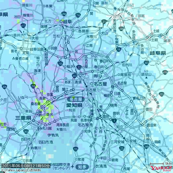 名古屋の天気(雨) 降水強度: 6.25(mm/h) 2015年06月08日 21時50分の雨雲 #雨雲bot #bot 名古屋の天気(雨) 降水強度: 6.25(mm/h) 2015年06月08日 21時50分の雨雲 #雨雲bot #bot