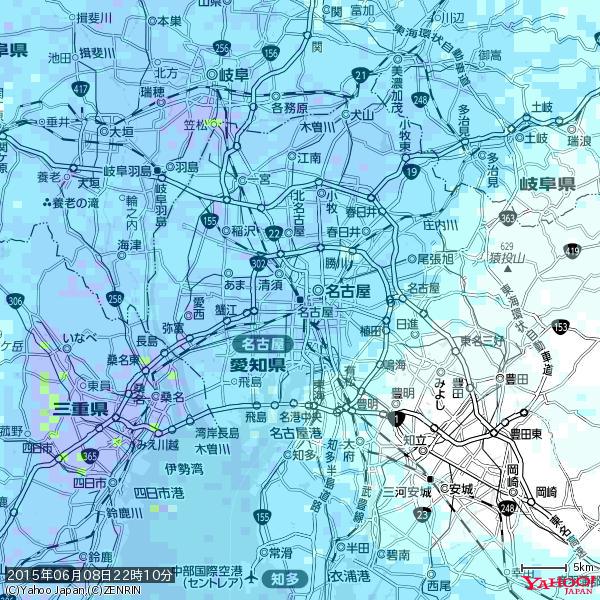 名古屋の天気(雨) 降水強度: 4.88(mm/h) 2015年06月08日 22時10分の雨雲 #雨雲bot #bot 名古屋の天気(雨) 降水強度: 4.88(mm/h) 2015年06月08日 22時10分の雨雲 #雨雲bot #bot