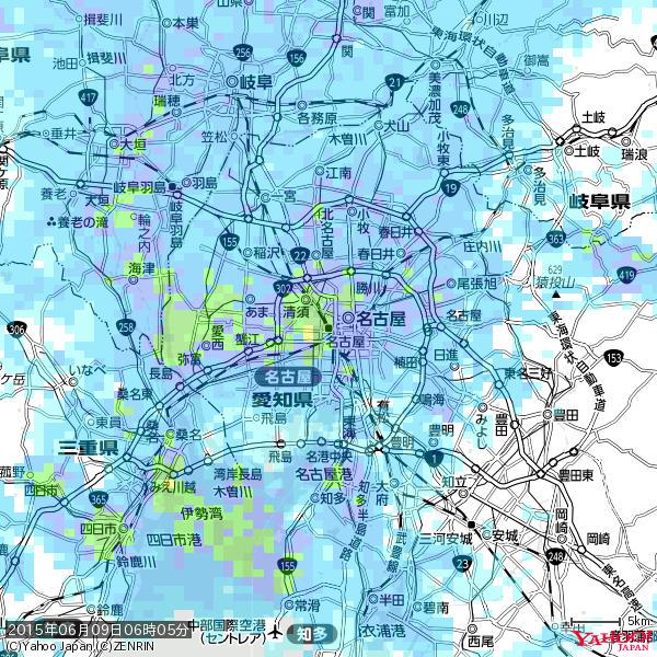 名古屋の天気(雨): 強い雨 降水強度: 22.50(mm/h) 2015年06月09日 06時05分の雨雲 #豪雨bot #雨雲bot #bot 名古屋の天気(雨): 強い雨 降水強度: 22.50(mm/h) 2015年06月09日 06時05分の雨雲 #豪雨bot #雨雲bot #bot