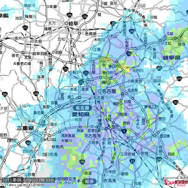 名古屋の天気(雨): 強い雨 降水強度: 25.50(mm/h) 2015年06月09日 07時30分の雨雲 #豪雨bot #雨雲bot #bot 名古屋の天気(雨): 強い雨 降水強度: 25.50(mm/h) 2015年06月09日 07時30分の雨雲 #豪雨bot #雨雲bot #bot