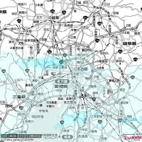 名古屋の天気(雨) 降水強度: 0.45(mm/h) 2015年06月11日 12時45分の雨雲 #雨雲bot #bot 名古屋の天気(雨) 降水強度: 0.45(mm/h) 2015年06月11日 12時45分の雨雲 #雨雲bot #bot