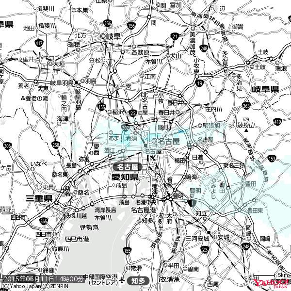 名古屋の天気(雨) 降水強度: 0.95(mm/h) 2015年06月11日 14時00分の雨雲 #雨雲bot #bot 名古屋の天気(雨) 降水強度: 0.95(mm/h) 2015年06月11日 14時00分の雨雲 #雨雲bot #bot