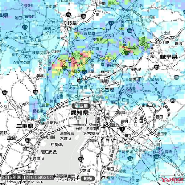 名古屋の天気(雨) 降水強度: 3.88(mm/h) 2015年06月21日 06時20分の雨雲 #雨雲bot #bot 名古屋の天気(雨) 降水強度: 3.88(mm/h) 2015年06月21日 06時20分の雨雲 #雨雲bot #bot