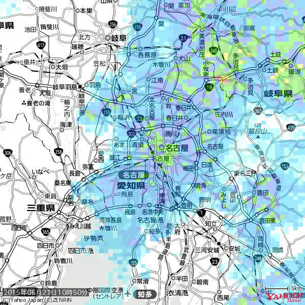 名古屋の天気(雨): やや強い雨 降水強度: 14.50(mm/h) 2015年06月21日 10時50分の雨雲 #雨雲bot #bot 名古屋の天気(雨): やや強い雨 降水強度: 14.50(mm/h) 2015年06月21日 10時50分の雨雲 #雨雲bot #bot