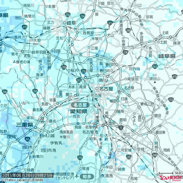 名古屋の天気(雨) 降水強度: 1.45(mm/h) 2015年06月26日 09時25分の雨雲 #雨雲bot #bot 名古屋の天気(雨) 降水強度: 1.45(mm/h) 2015年06月26日 09時25分の雨雲 #雨雲bot #bot