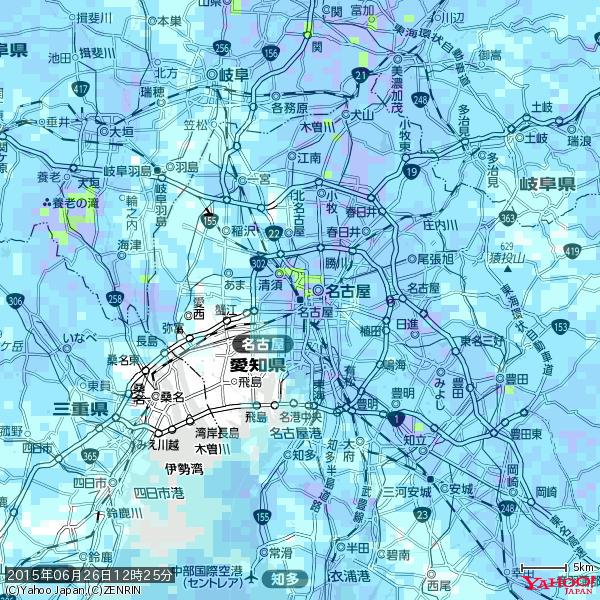 名古屋の天気(雨): やや強い雨 降水強度: 10.50(mm/h) 2015年06月26日 12時25分の雨雲 #雨雲bot #bot 名古屋の天気(雨): やや強い雨 降水強度: 10.50(mm/h) 2015年06月26日 12時25分の雨雲 #雨雲bot #bot