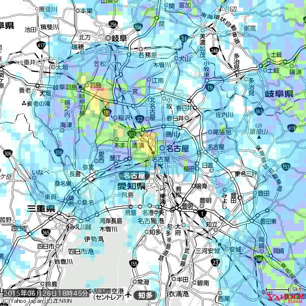 名古屋の天気(雨): 強い雨 降水強度: 29.50(mm/h) 2015年06月26日 18時45分の雨雲 #豪雨bot #雨雲bot #bot 名古屋の天気(雨): 強い雨 降水強度: 29.50(mm/h) 2015年06月26日 18時45分の雨雲 #豪雨bot #雨雲bot #bot