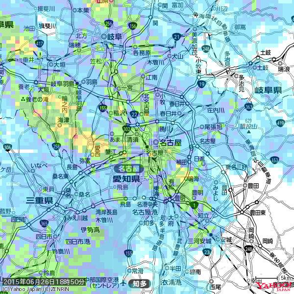 名古屋の天気(雨): 強い雨 降水強度: 28.50(mm/h) 2015年06月26日 18時50分の雨雲 #豪雨bot #雨雲bot #bot 名古屋の天気(雨): 強い雨 降水強度: 28.50(mm/h) 2015年06月26日 18時50分の雨雲 #豪雨bot #雨雲bot #bot
