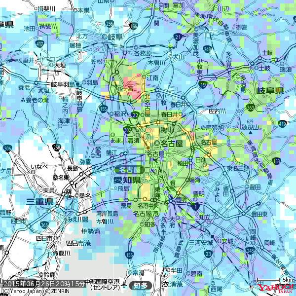 名古屋の天気(雨): 激しい雨 降水強度: 39.50(mm/h) 2015年06月26日 20時15分の雨雲 #豪雨bot #雨雲bot #bot 名古屋の天気(雨): 激しい雨 降水強度: 39.50(mm/h) 2015年06月26日 20時15分の雨雲 #豪雨bot #雨雲bot #bot