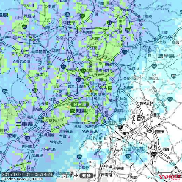名古屋の天気(雨): 激しい雨 降水強度: 35.50(mm/h) 2015年07月01日 05時45分の雨雲 #豪雨bot #雨雲bot #bot 名古屋の天気(雨): 激しい雨 降水強度: 35.50(mm/h) 2015年07月01日 05時45分の雨雲 #豪雨bot #雨雲bot #bot