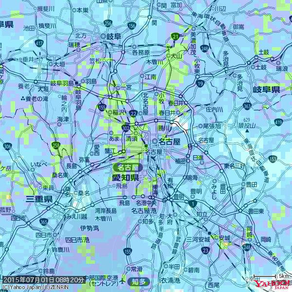 名古屋の天気(雨): やや強い雨 降水強度: 13.50(mm/h) 2015年07月01日 08時20分の雨雲 #雨雲bot #bot 名古屋の天気(雨): やや強い雨 降水強度: 13.50(mm/h) 2015年07月01日 08時20分の雨雲 #雨雲bot #bot