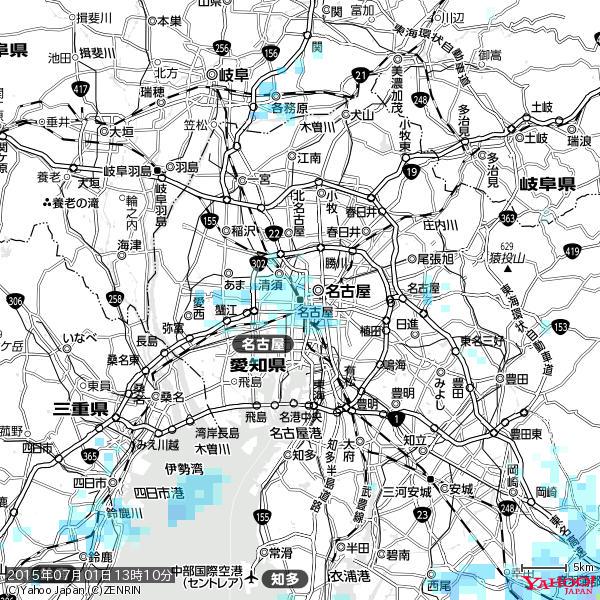 名古屋の天気(雨) 降水強度: 1.05(mm/h) 2015年07月01日 13時10分の雨雲 #雨雲bot #bot 名古屋の天気(雨) 降水強度: 1.05(mm/h) 2015年07月01日 13時10分の雨雲 #雨雲bot #bot